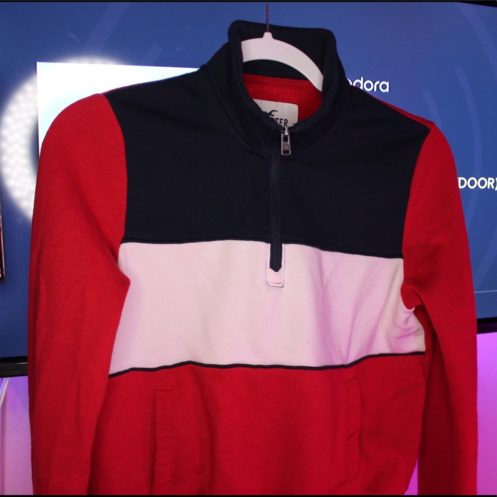 Hollister Mid-zip Collared Cropped Sweater
